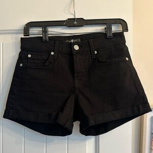 7 for All Mankind Black Jean Shorts Rolled